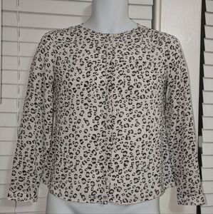 Ann Taylor LOFT Women's Petite black & white long sleeve blouse Size XSP EUC